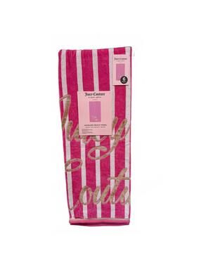 NWT Juicy Couture Pink & White Striped Jacquard Beach Towel 6 Feet